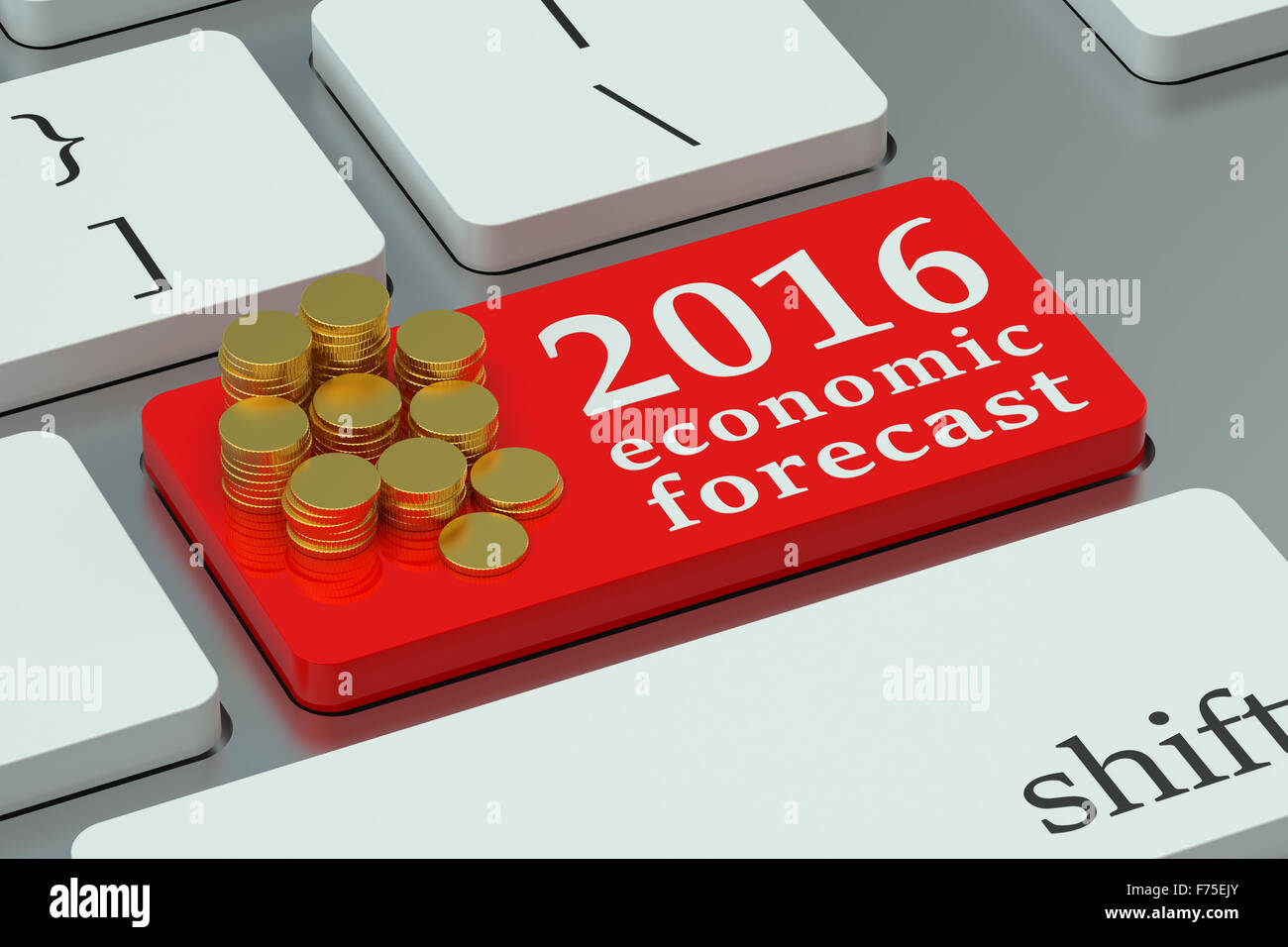 2016 prognostizierten Wirtschaftskonzept auf der Tastatur Stockfoto