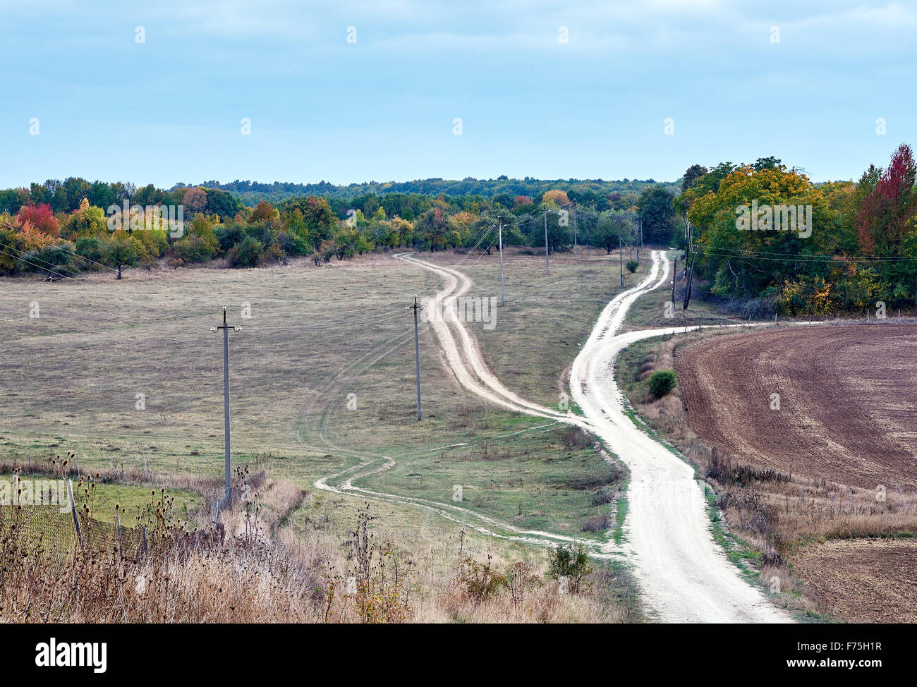 Dreierlei ländliche unbefestigte Straßen. Wahl-Konzept. Stockfoto