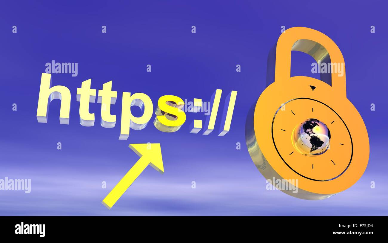 Sichere Internet-Adresse mit Vorhängeschloss Stockfoto