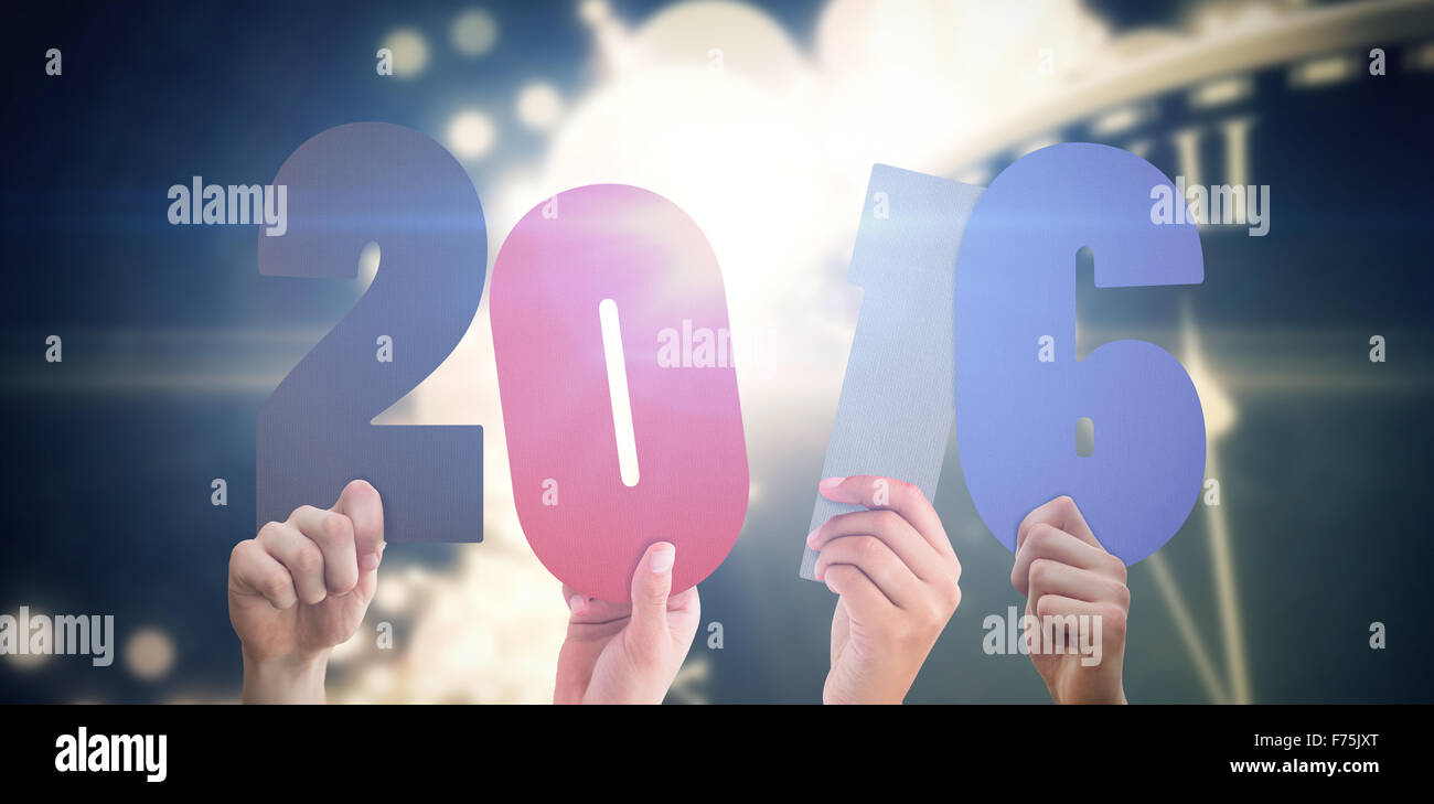 Zusammengesetztes Bild Hände zeigen 2016 Stockfoto