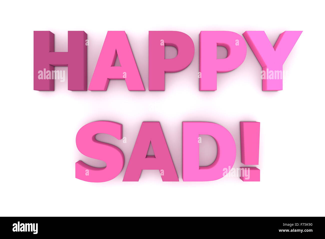 Glücklich traurig! in rosa und lila Stockfoto