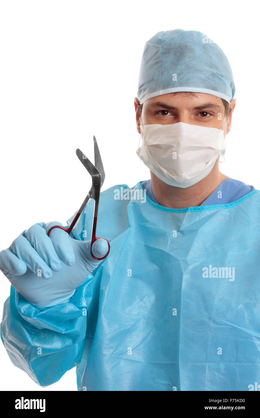 Chirurg mit Chirurgische Scheren Stockfoto