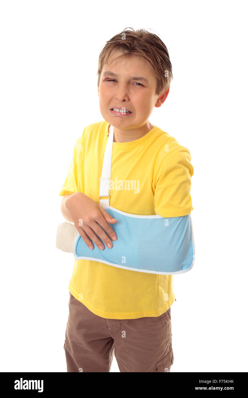 Unglückliche junge gebrochenen arm Stockfoto