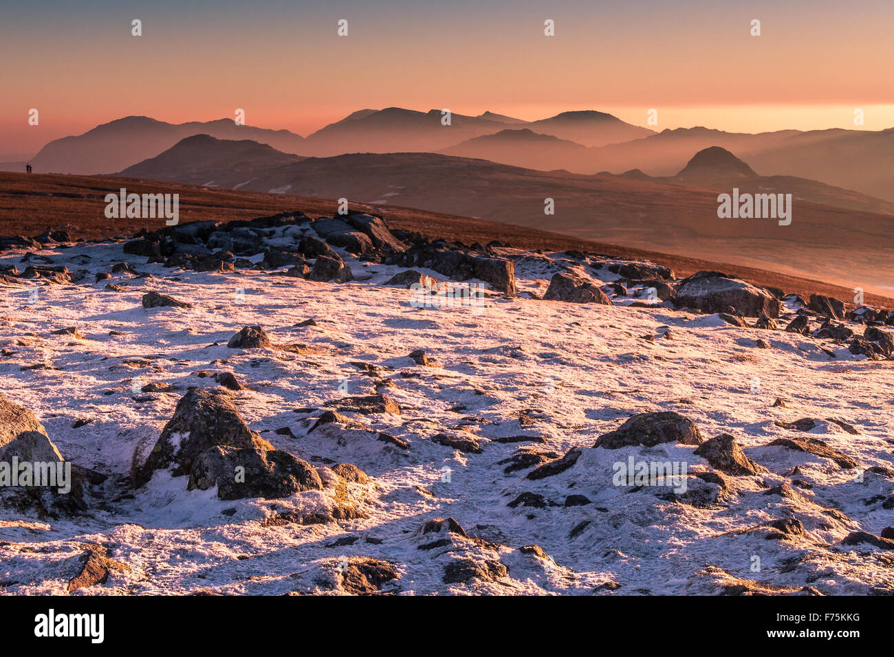 Sonnenuntergang am hohen Raise im englischen Lake District Stockfoto