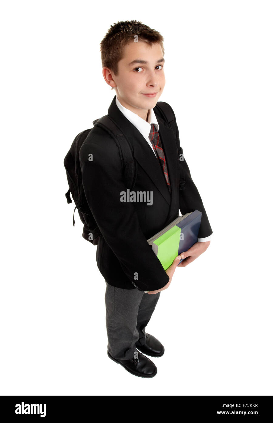 Schüler mit Büchern und Rucksack Stockfoto