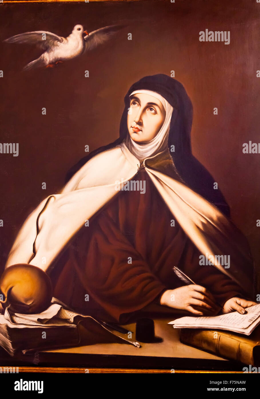 Saint Teresa Malerei Convento de Santa Teresa Avila Kastilien Spanien.  Kloster, gegründet im Jahre 1636 für die heilige Teresa, katholische Nonne Stockfoto