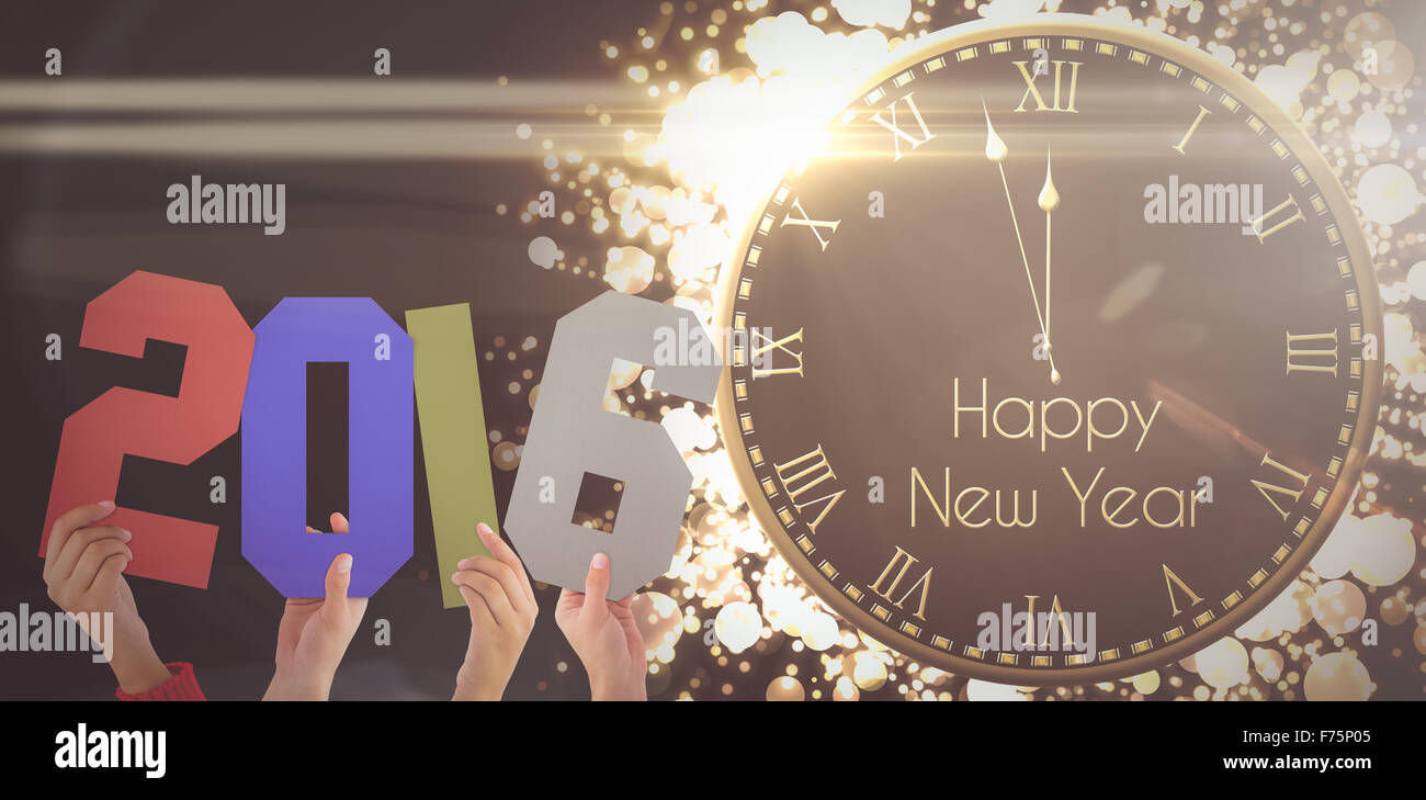 Zusammengesetztes Bild Hände zeigen 2016 Stockfoto