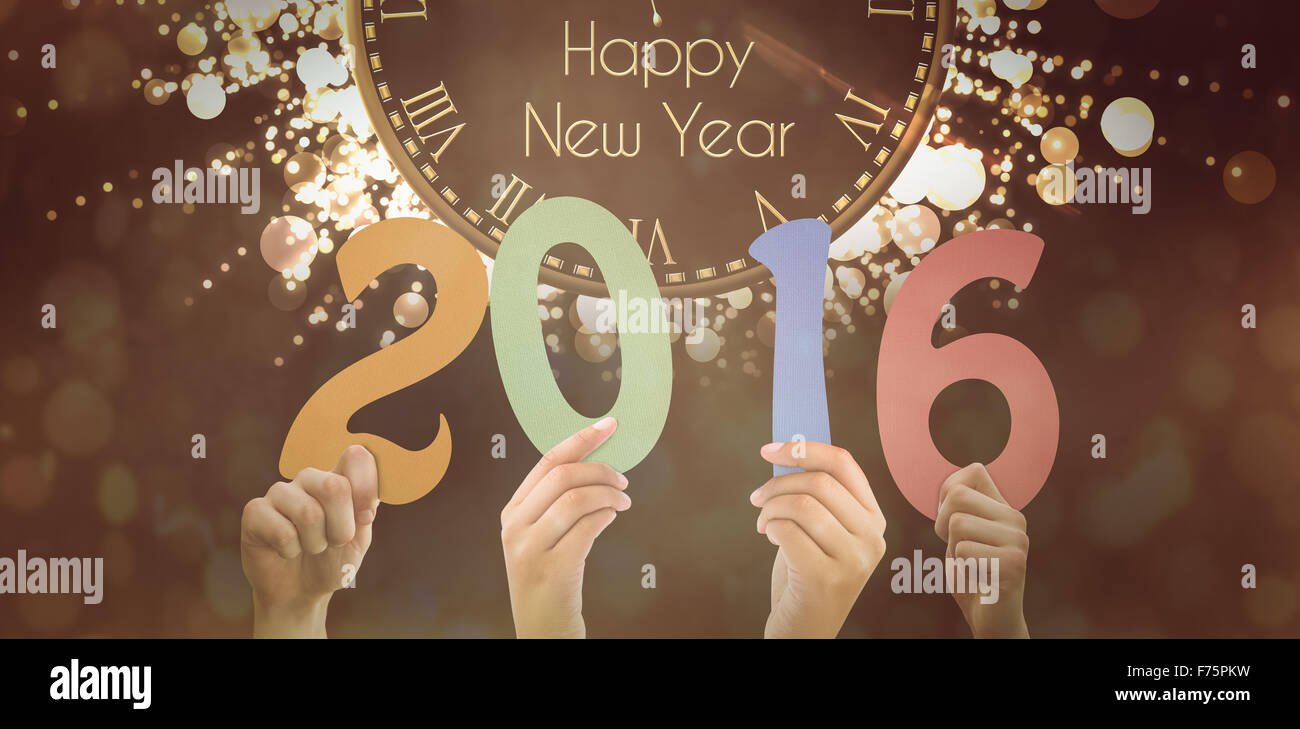 Zusammengesetztes Bild Hände zeigen 2016 Stockfoto