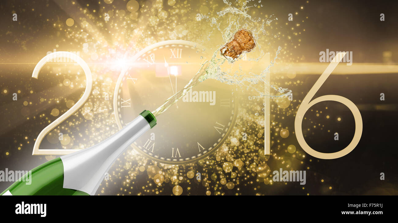 Zusammengesetztes Bild Champagner knallen Stockfoto