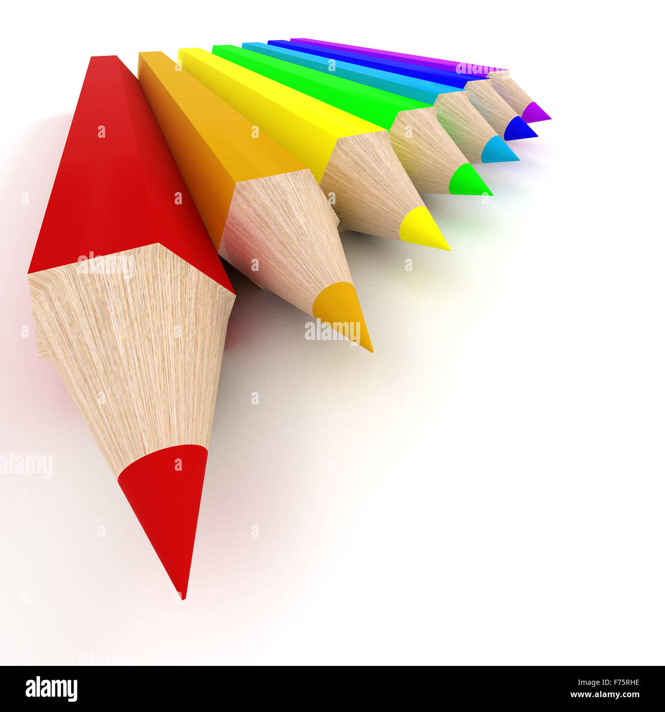 Satz von Farbstiften. das 3D-Bild. Stockfoto