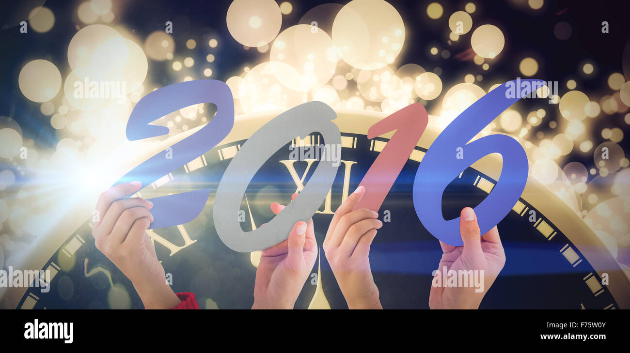 Zusammengesetztes Bild Hände zeigen 2016 Stockfoto