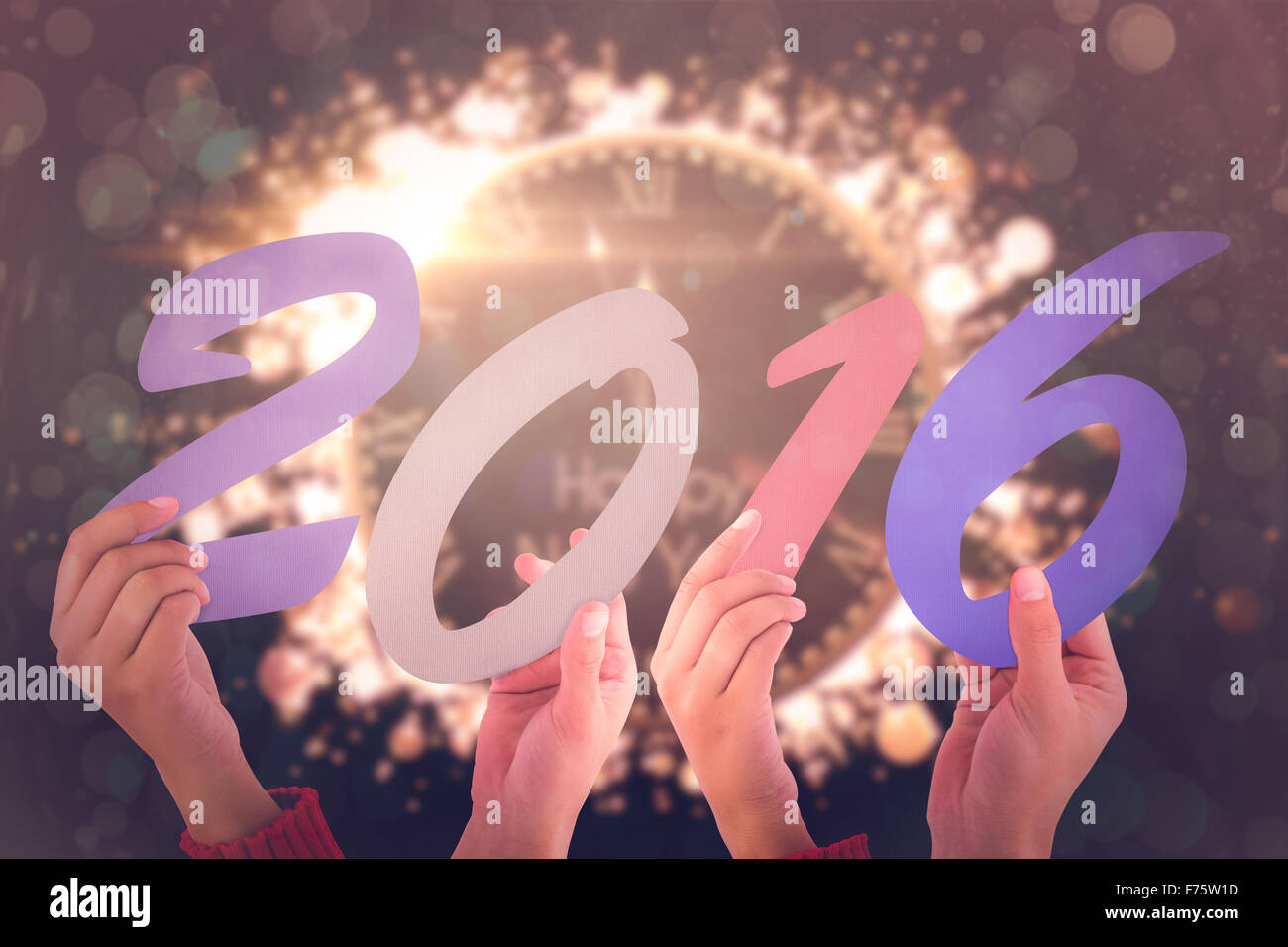 Zusammengesetztes Bild Hände zeigen 2016 Stockfoto