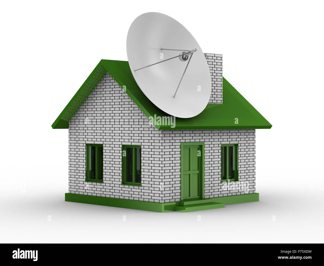 Sat Antenne am Haus. Isolierte 3D-Bild Stockfoto