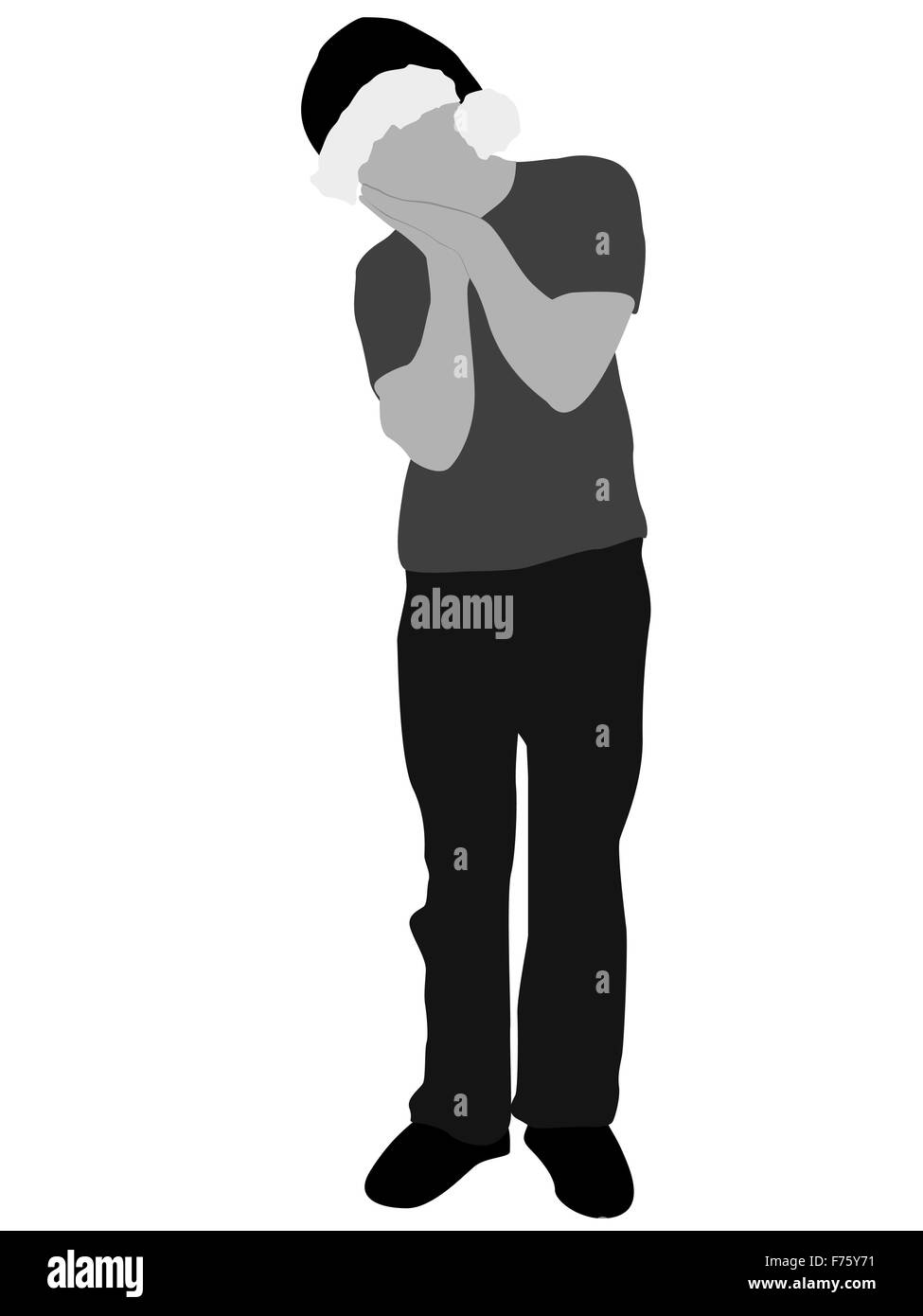 geben ein schlafender Mann posieren in Santa cap Stockfoto