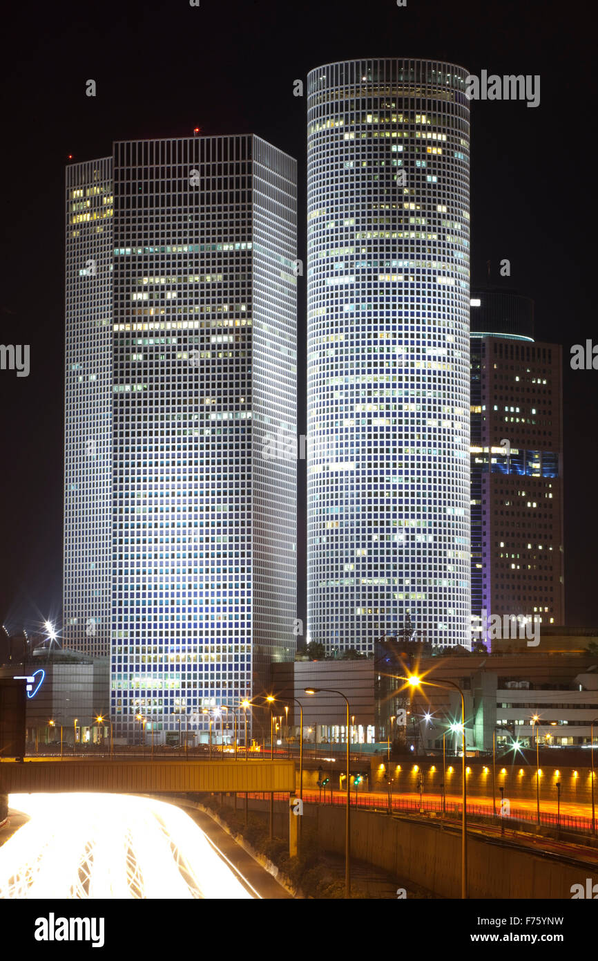 Die nächtliche Stadt Tel Aviv Stockfoto