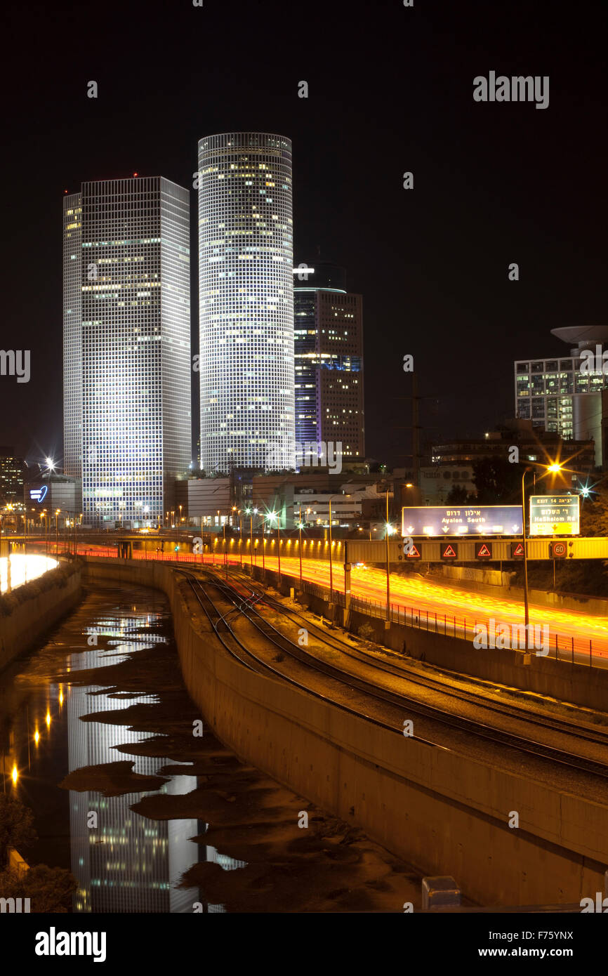 Tel Aviv Nacht Stadt Stockfoto