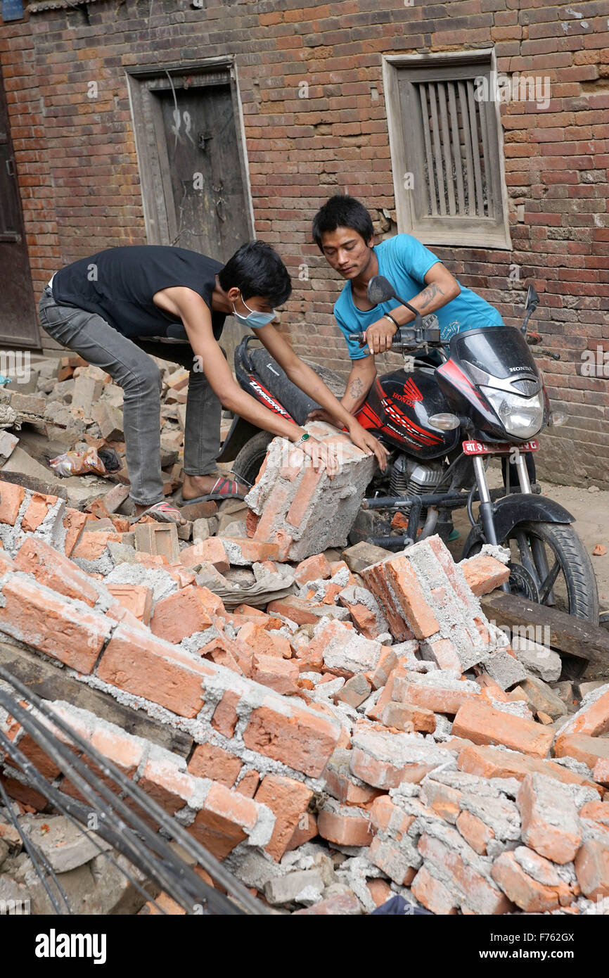 Wohn Gebäude eingestürzt, Erdbeben, Kathmandu, Nepal, Asien Stockfoto