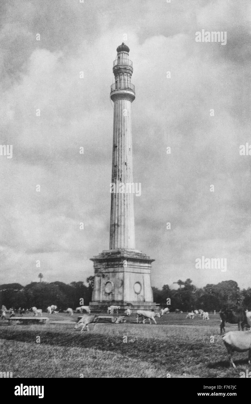 Aad 194333 - Alte vintage 1900s Ochterlony Monument jetzt Shaheed Minar, Kalkutta, Kolkata, West Bengal, Indien, Asien Stockfoto