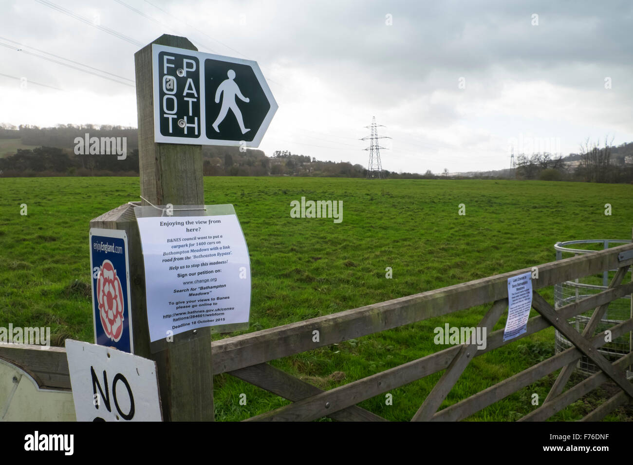 Bathampton Wiesen Bad Somerset Protest gegen einen neuen Park und Ride-Website Stockfoto