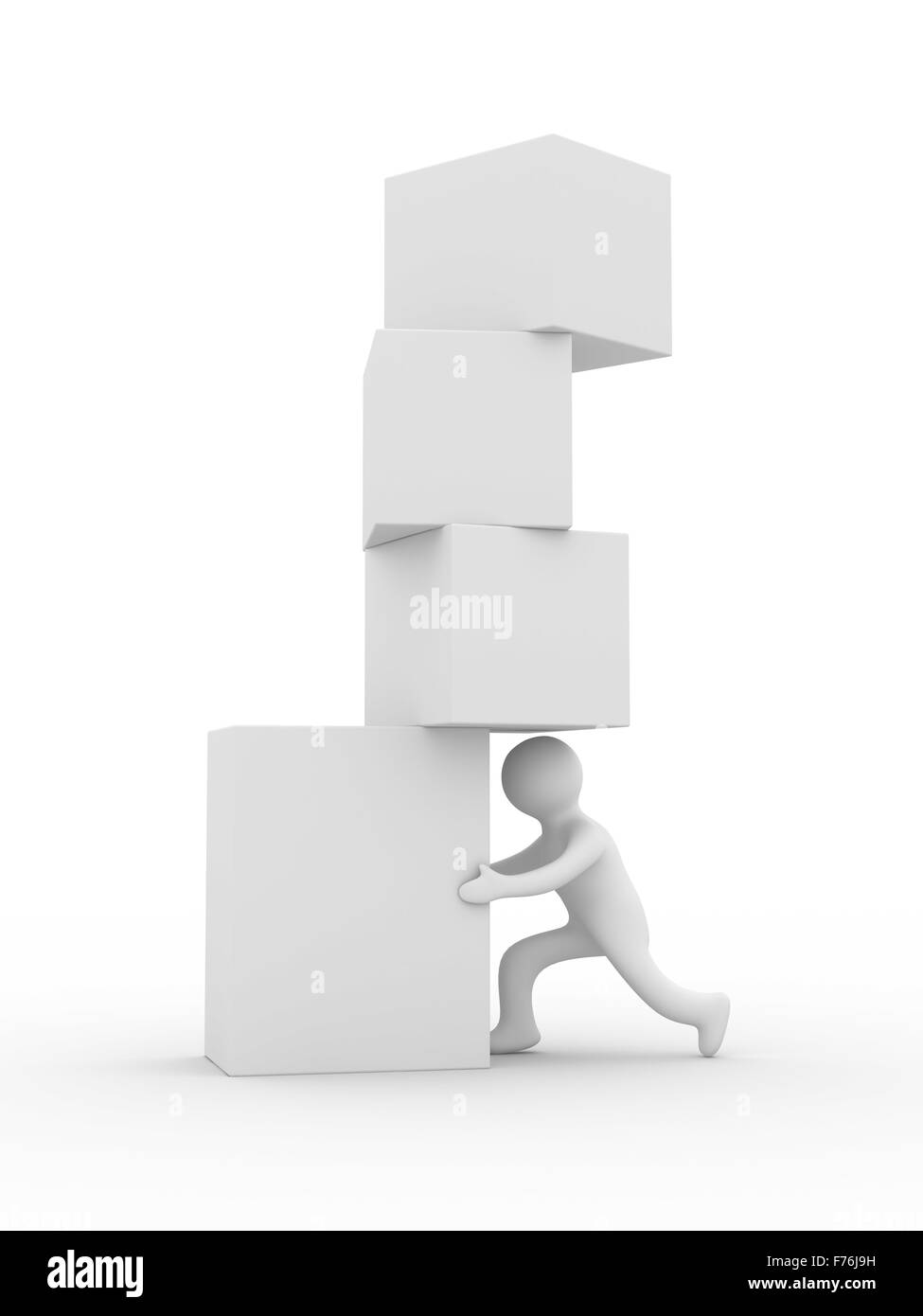 Instabiles Gleichgewicht. Isolierte 3D-Bild auf weißem Hintergrund. Stockfoto