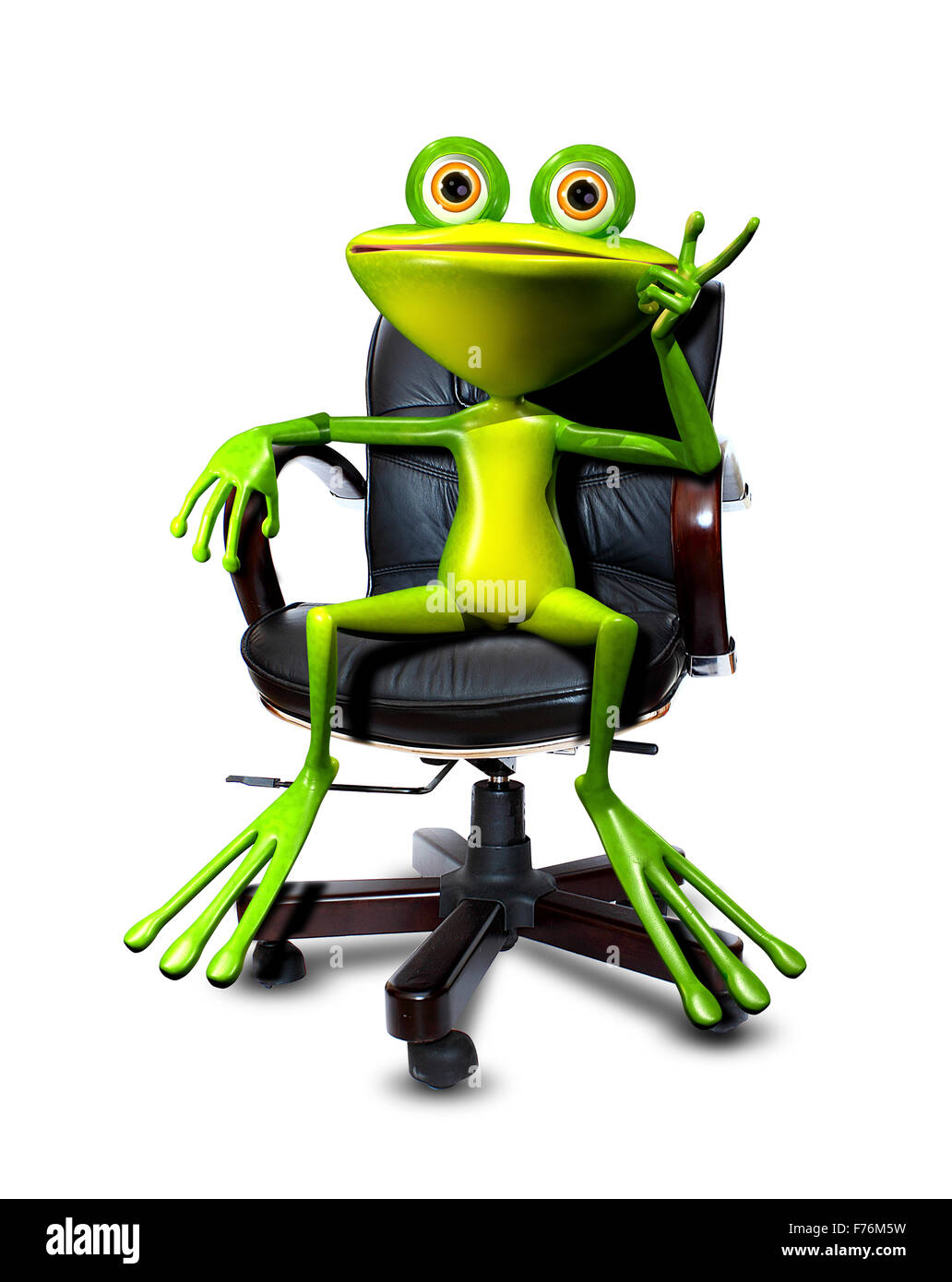 Abbildung Cartoon Frosch auf einem Stuhl Kopf Stockfoto