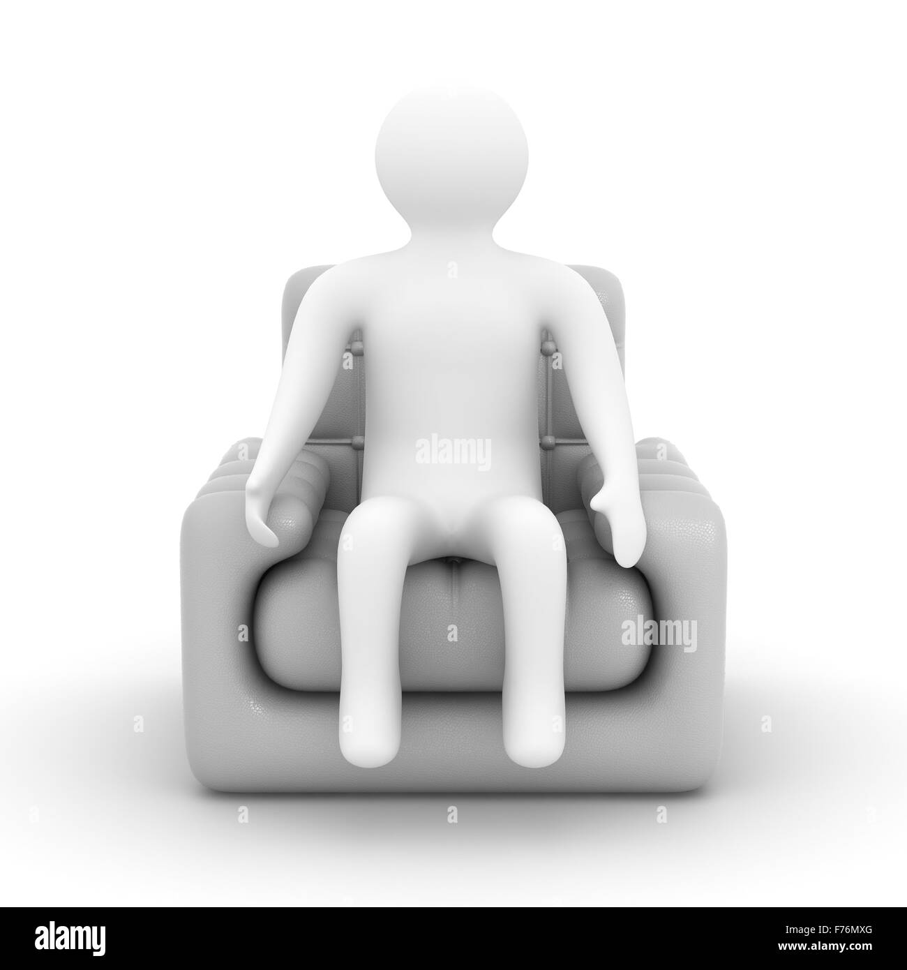 Person in einem Sessel sitzend. Isolierte 3D-Bild Stockfoto