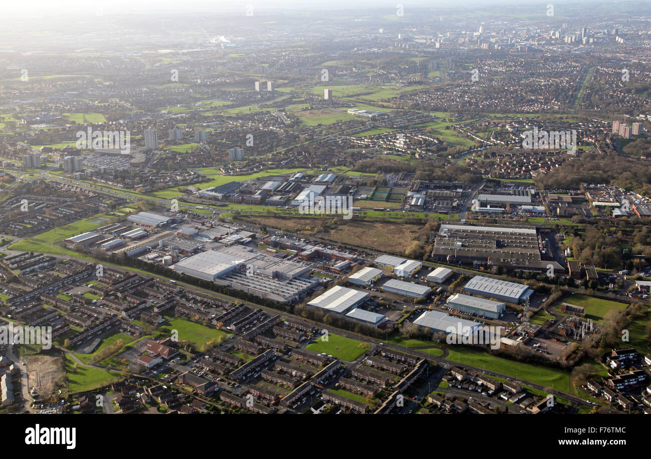 Luftaufnahme von Kohle Road industrial und Business-Park, Leeds, UK Stockfoto