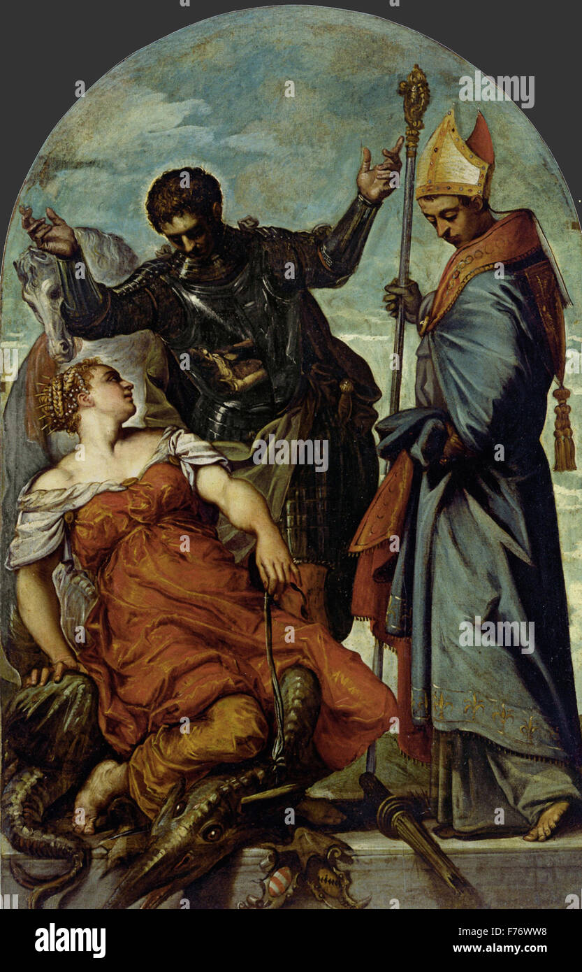 Jacopo Tintoretto - Saint-Louis, Saint George und die Prinzessin Stockfoto