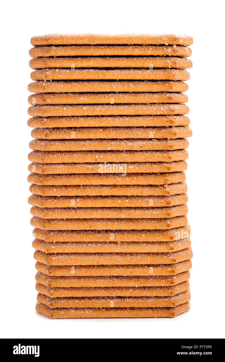 ein Stapel von appetitlich Zimt Cookies auf weißem Hintergrund Stockfoto