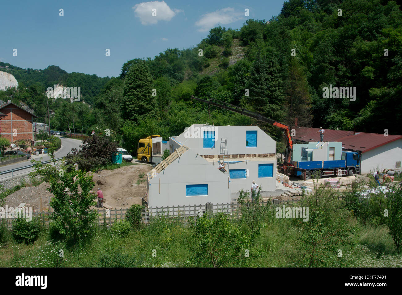 Ein kleiner Niedrigenergie-Häuser, Zagreb Region, Kroatien, EU Stockfoto