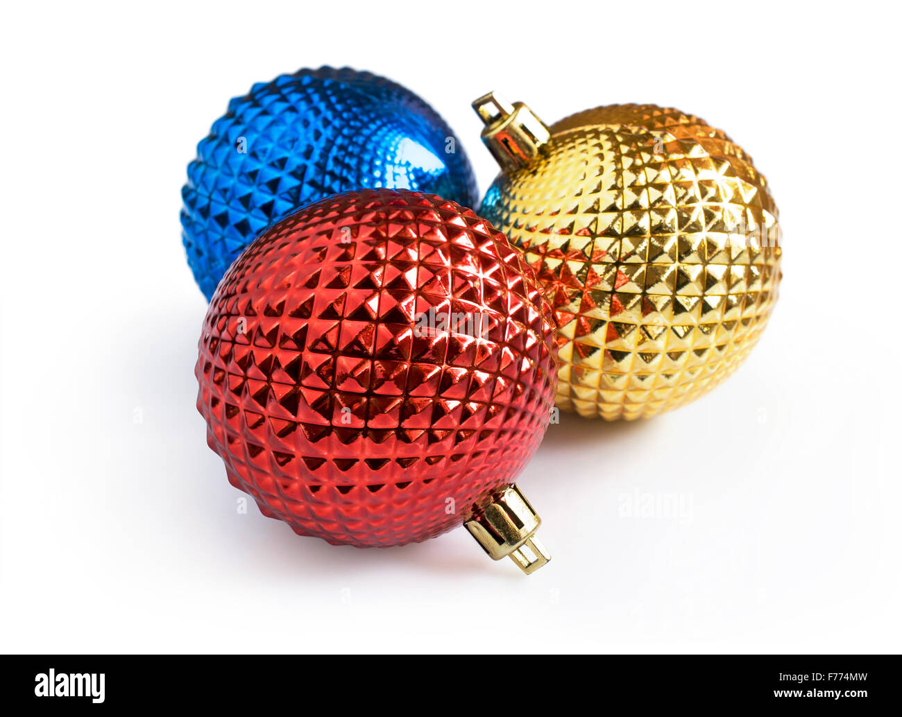 Weihnachten Kugeln Dekorationen isoliert auf weiss Stockfoto