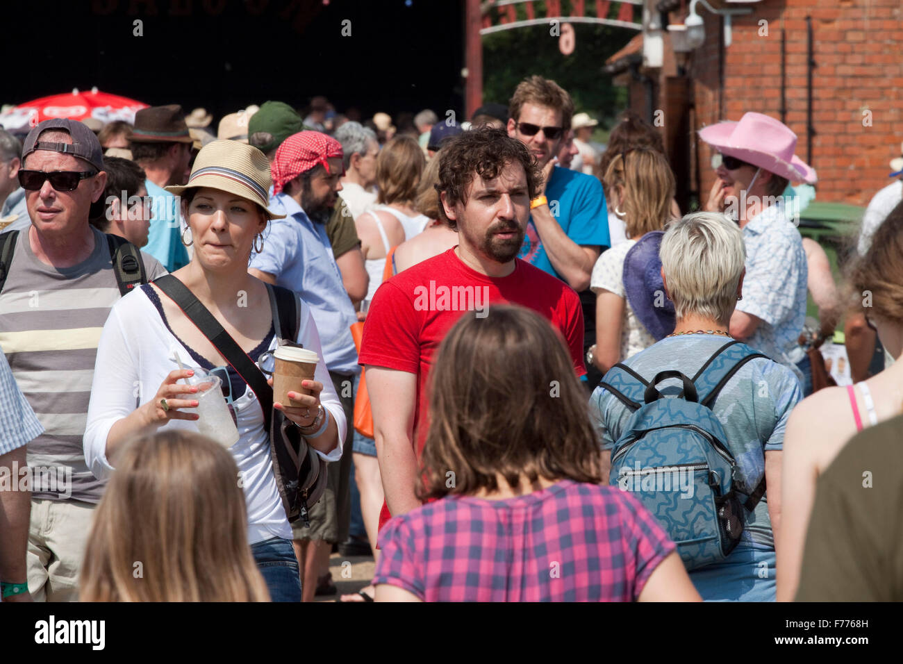 Masse auf einem Musikfestival an einem sonnigen Tag Stockfoto