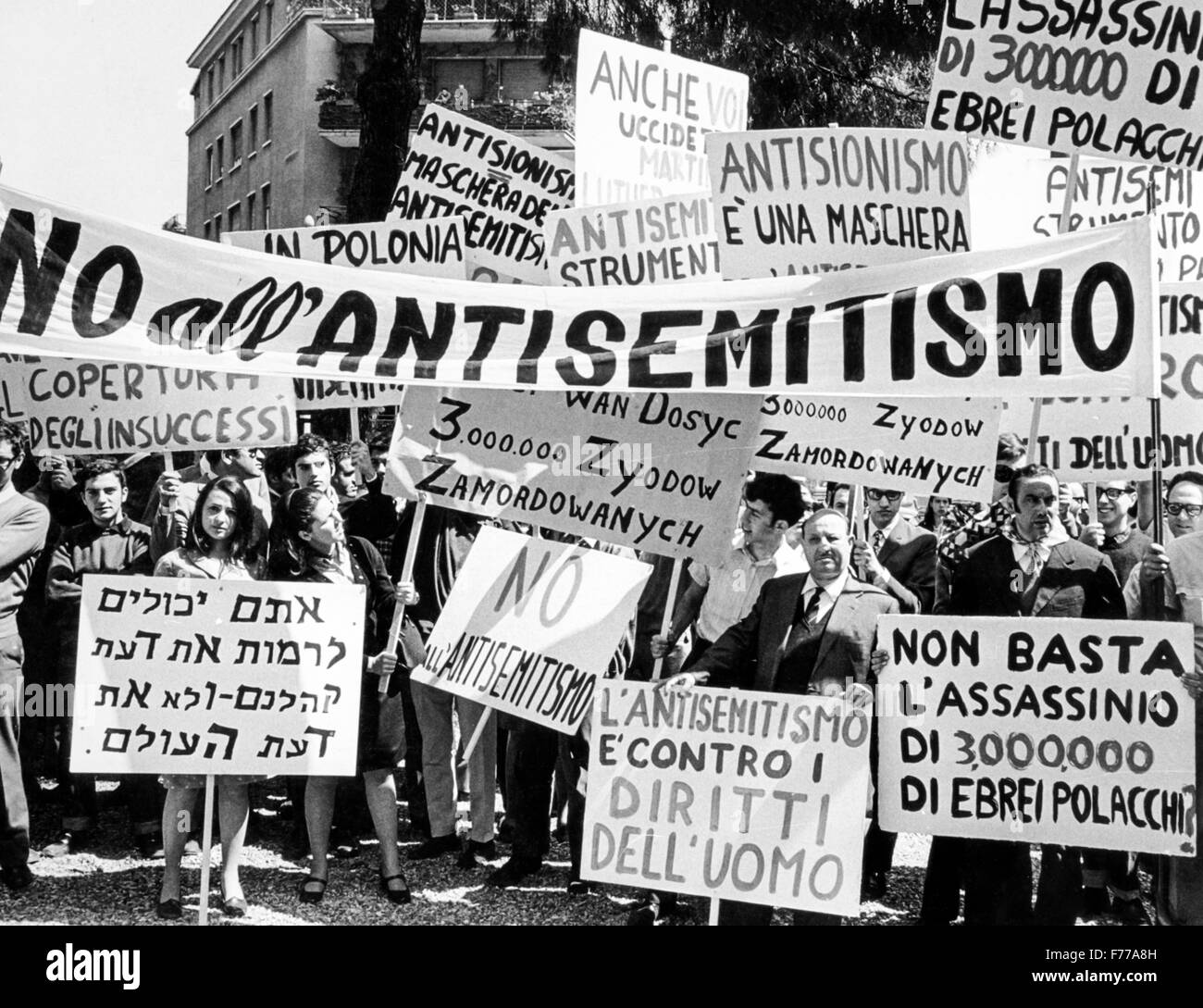 Demonstration gegen Antisemitismus, Rom 1968 Stockfoto