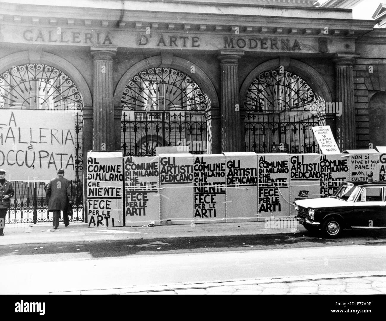 Demonstration und Besetzung der Galerie für moderne Kunst, Milan 1968 Stockfoto