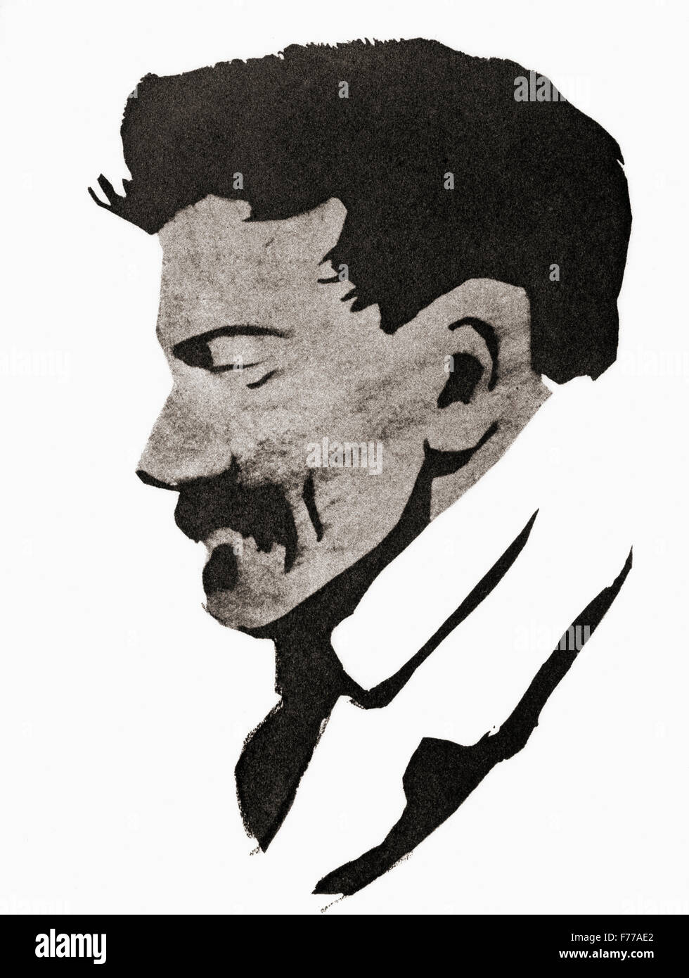 Edmund John Millington Synge, 1871 – 1909.   Irischer Dramatiker, Dichter, Prosaiker, Reiseschriftsteller und Sammler der Folklore. Nach dem Waschen Zeichnung von j.b. Yeats. Stockfoto