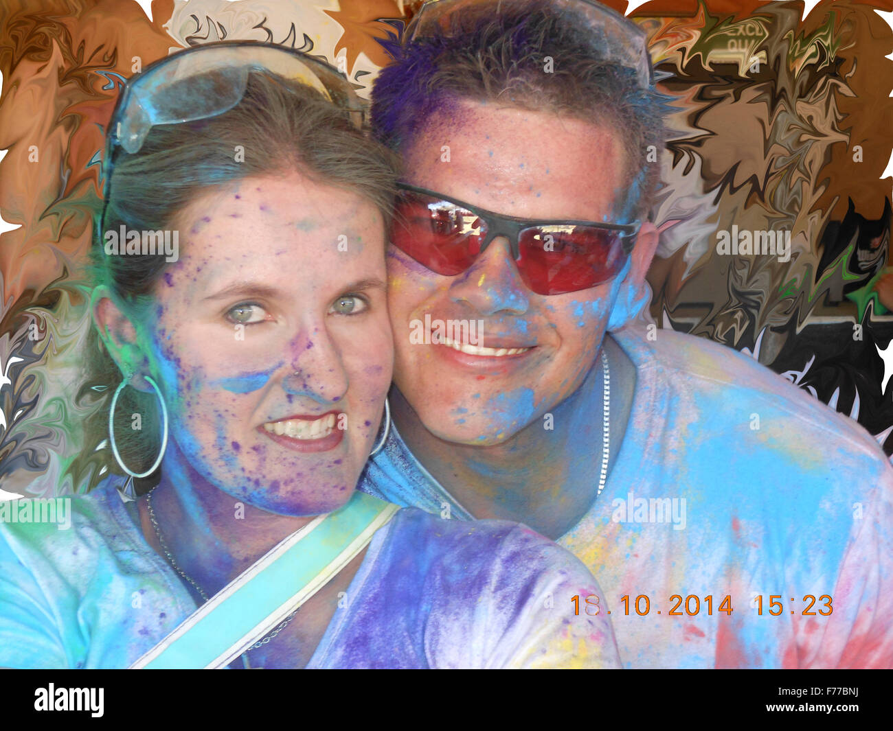 Leute, die Spaß an einer Farbe-festival Stockfoto