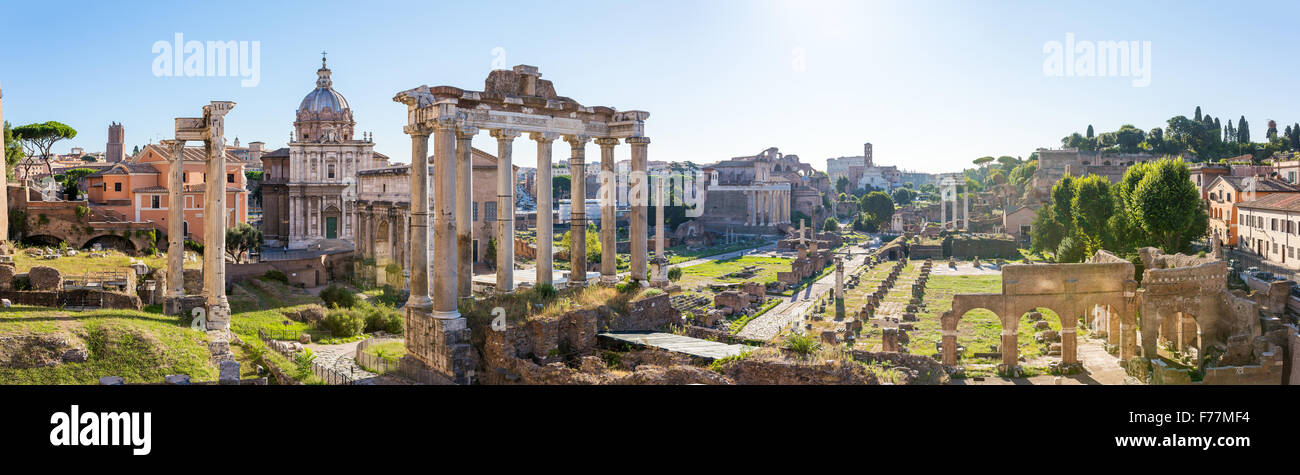 Forum Romanum-Blick vom Kapitol in Italien, Rom. Panorama Stockfoto