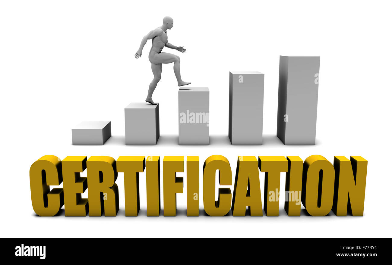 Verbessern Sie Ihre Zertifizierung oder Geschäftsprozess als Konzept Stockfoto