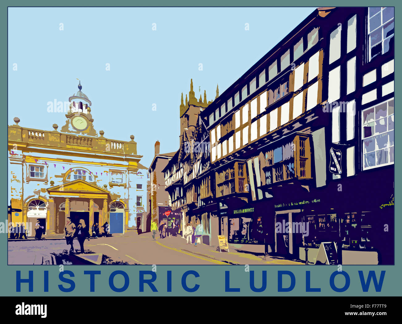 Ein Plakat Stil Illustration aus einem Foto von Ludlow, Shropshire, England, UK Stockfoto