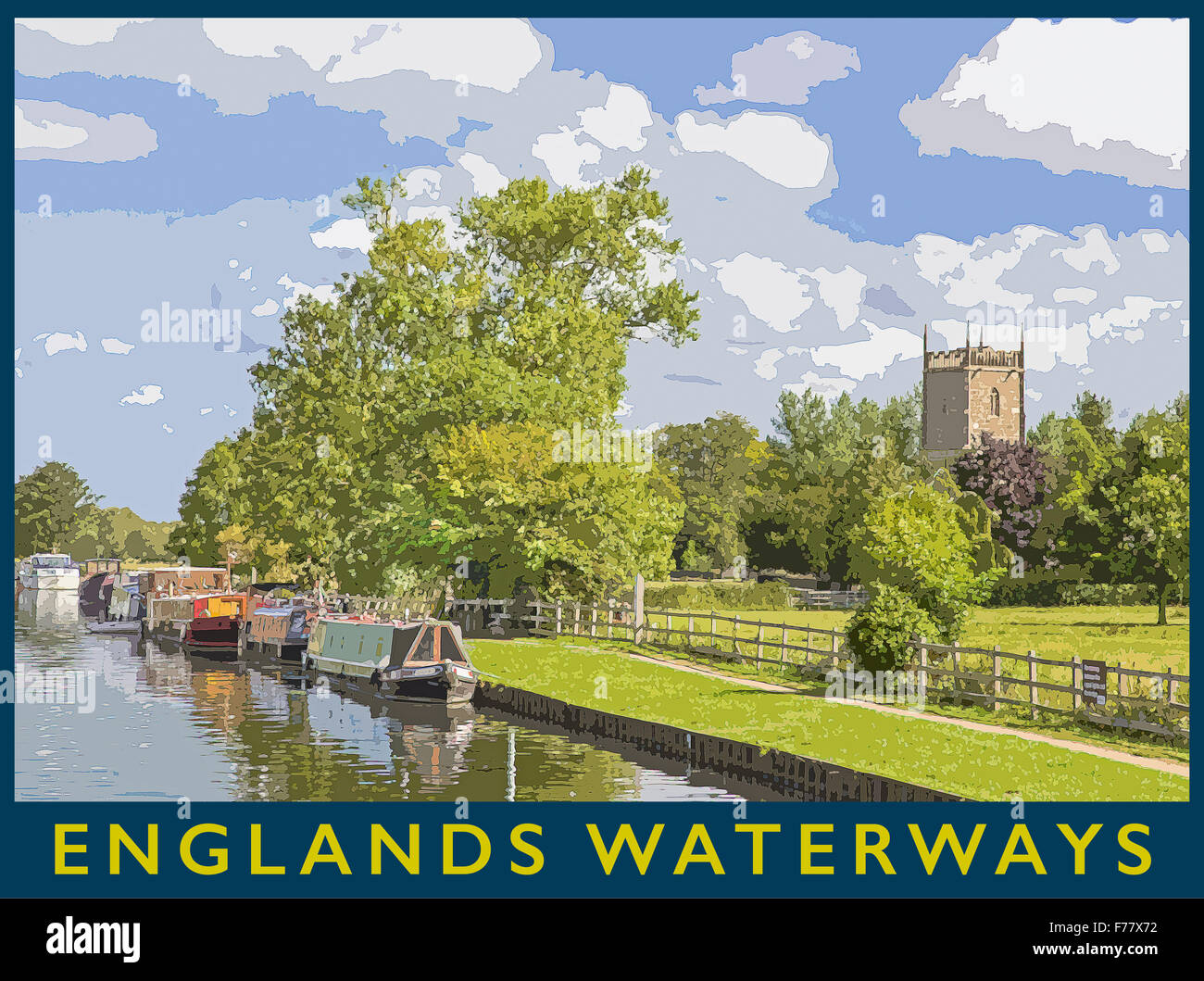 Ein Plakat Stil Illustration aus einem Foto von Gloucester und Schärfe-Kanal, Frampton auf Severn, Gloucestershire, England Stockfoto