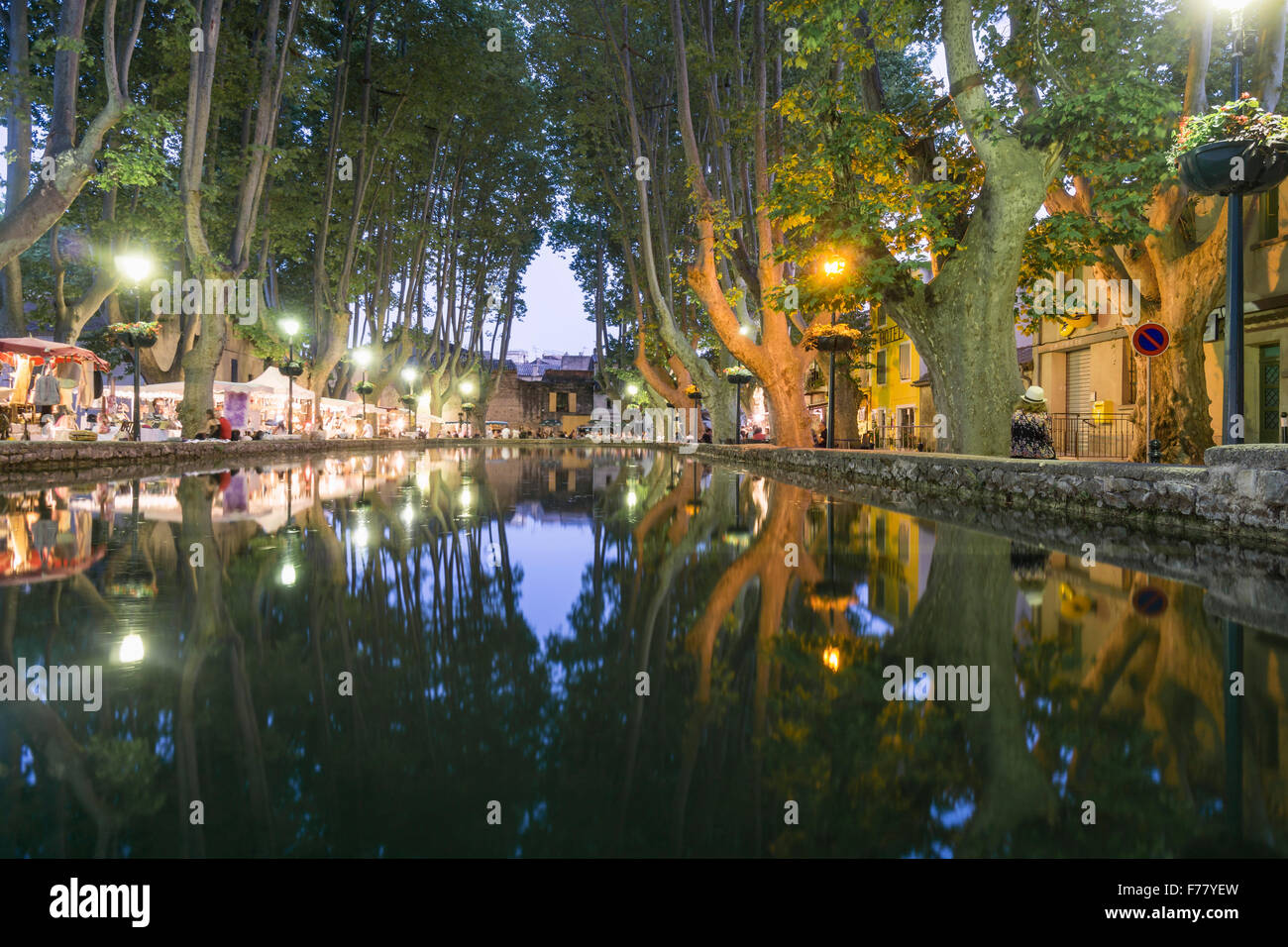 Die Etang, Platane Bäume, Cucuron, provenzalischen Dorf, Departement Vaucluse, Luberon, Frankreich, Stockfoto