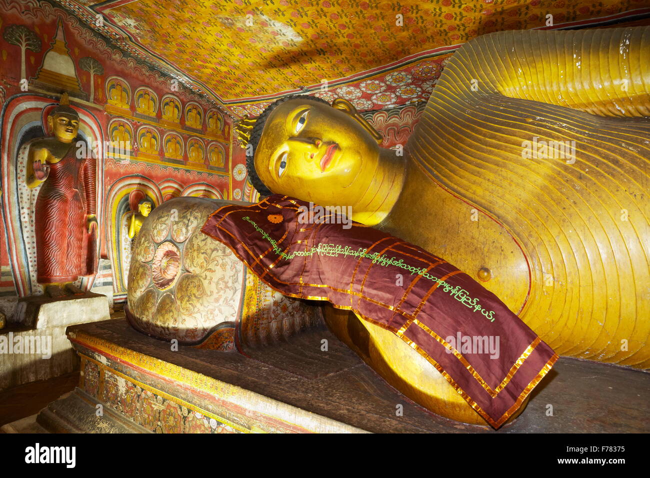 Sri Lanka - Buddish Cave Tempel Dambulla, Buddha Statue Detail, UNESCO-Weltkulturerbe Stockfoto