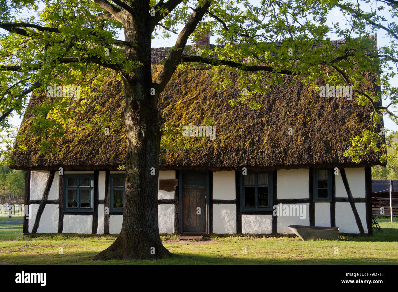 Flechtwerk und Lehm Hütte im Museum der Slovinic Landschaft, Stolper, Polen Stockfoto