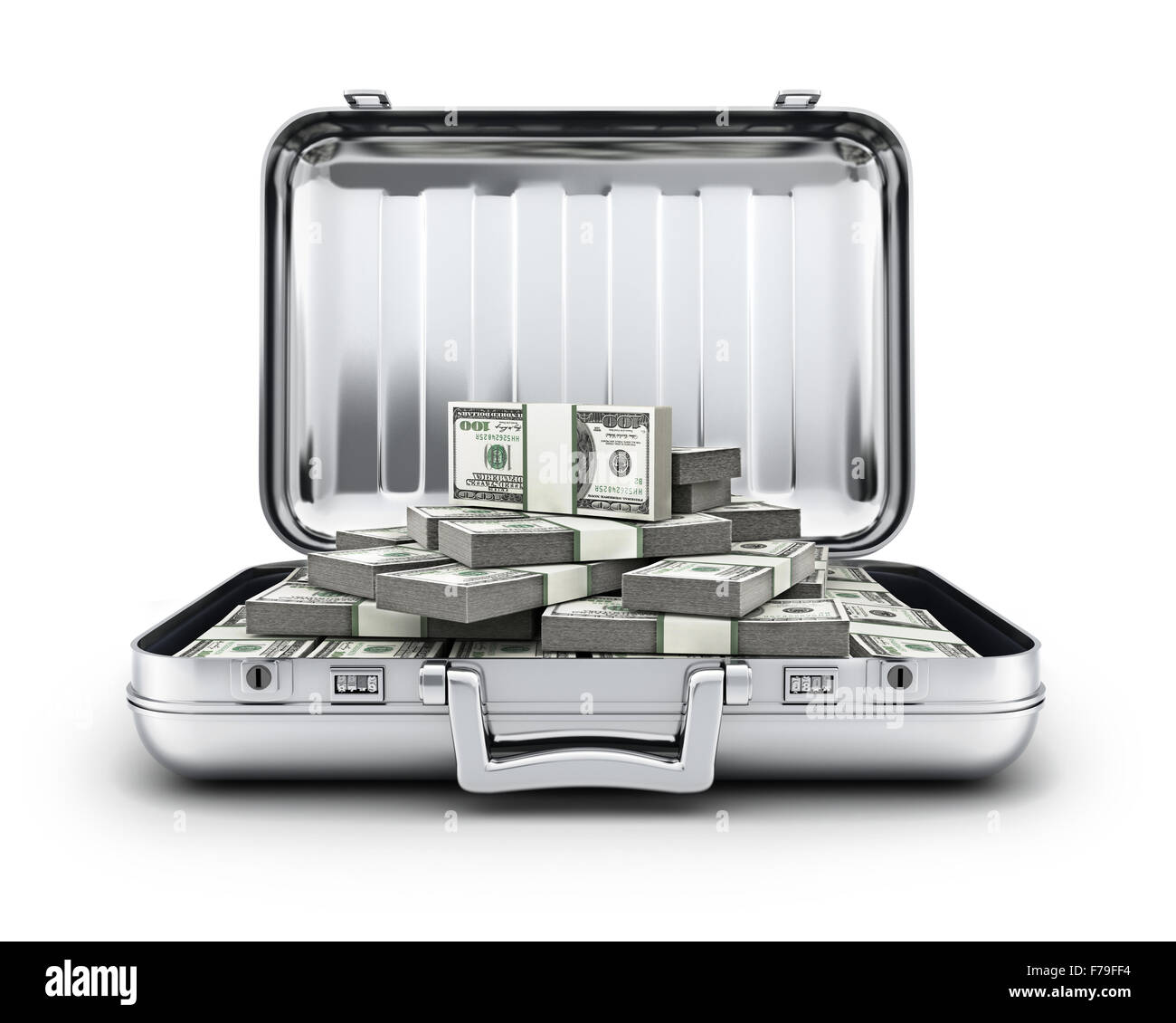 Metallischen Gehäuse und Geld (getan in 3d, Cgi) Stockfoto