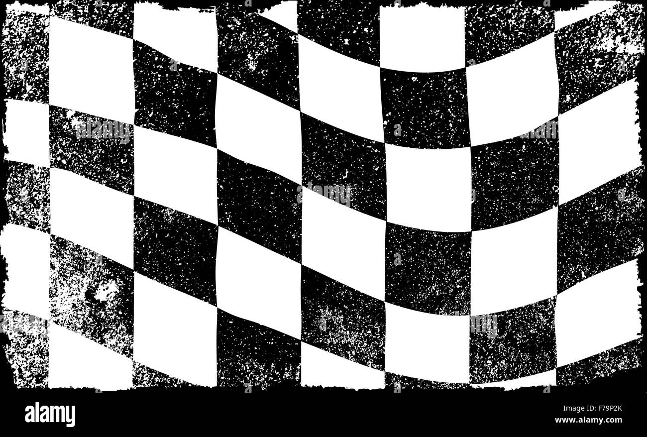 Eine Grunge karierten Veranstaltung Rennflagge in schwarz / weiß Stockfoto