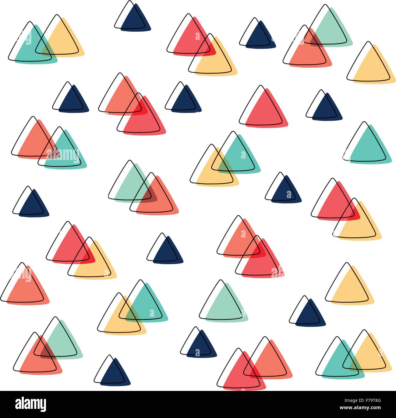 geschwungene Dreieck Muster Pastell Farbe und Umrisse überlappen Hintergrund Stock Vektor