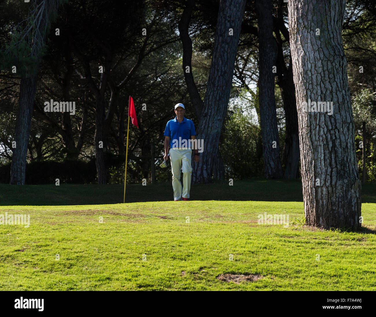 Golfspieler auf dem Putting Green. Montenmedio Golf Course. Cadiz, Andalusien, Spanien. Stockfoto