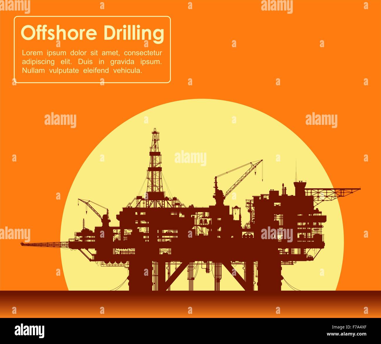 Meer-Bohrinsel. Offshore-Bohrplattform. Stock Vektor