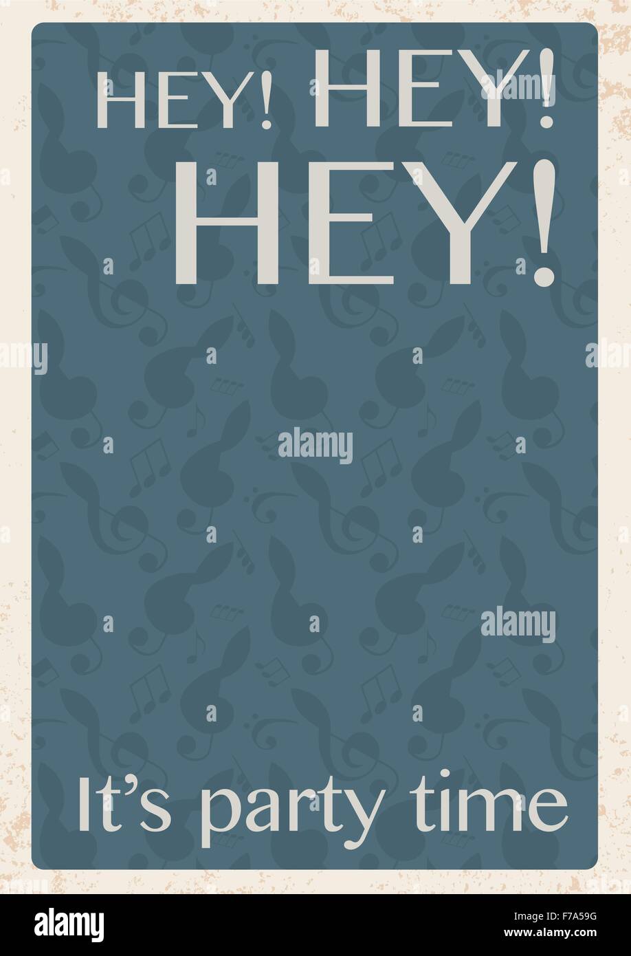 Retro-Party-Einladung mit Noten. Vektor-illustration Stock Vektor