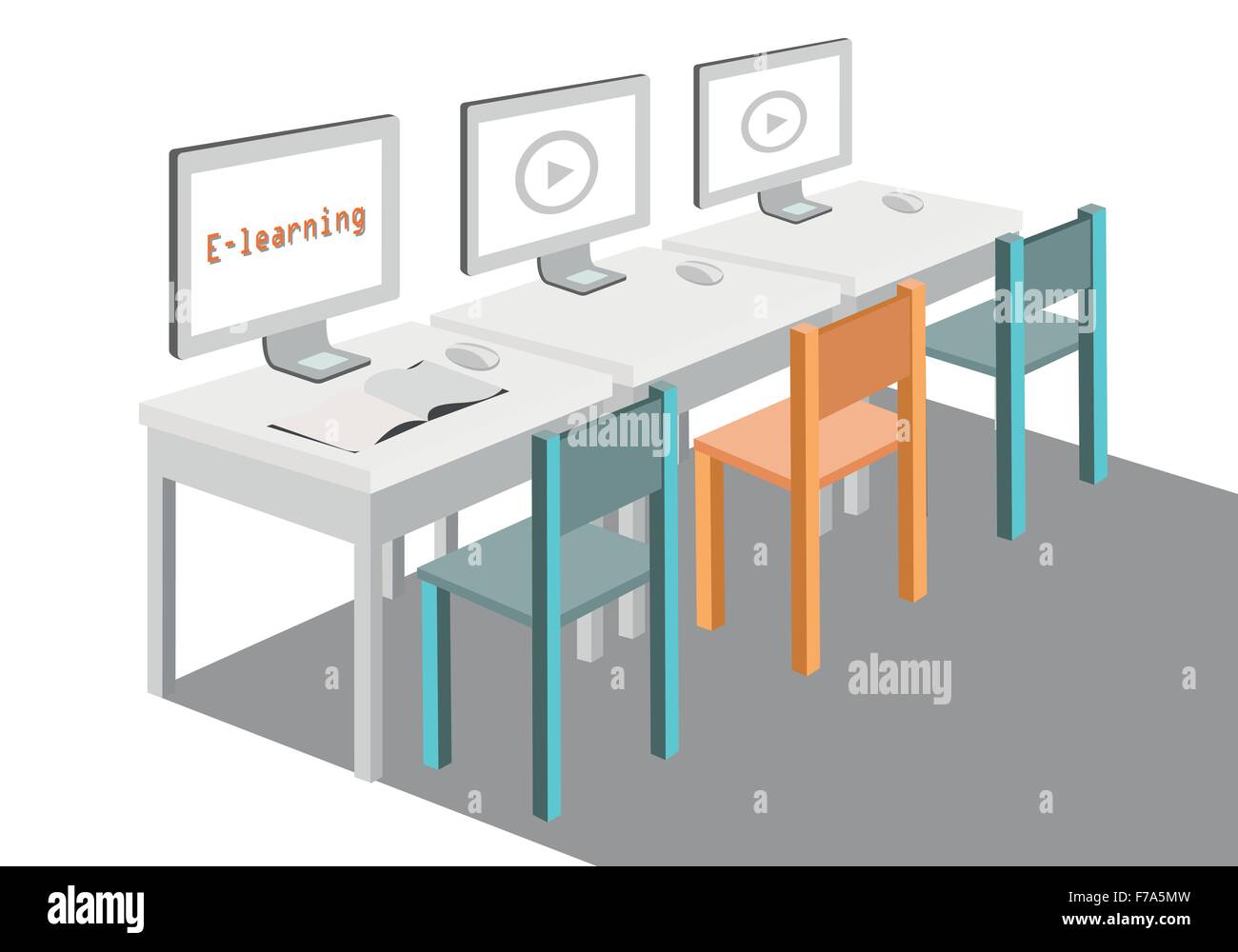 E-Learning-Konzepts über Studie zu Hause Vektor-illustration Stock Vektor